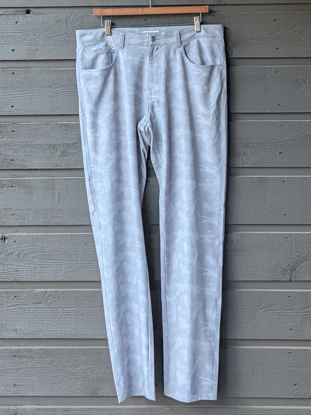 Peter Millar EB68 5 Pocket Performance Pants Size 34/32 Gale Gray Brushstroke